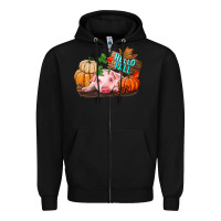 Black Hello fall pig Zipper Hoodie - RanaPortraitStore
