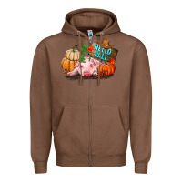 Chestnut Hello fall pig Zipper Hoodie - RanaPortraitStore