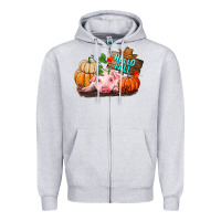 Heather Grey Hello fall pig Zipper Hoodie - RanaPortraitStore