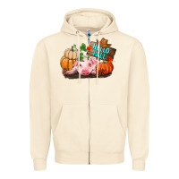 Sandshell Hello fall pig Zipper Hoodie - RanaPortraitStore