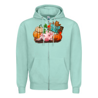 Seafoam Hello fall pig Zipper Hoodie - RanaPortraitStore