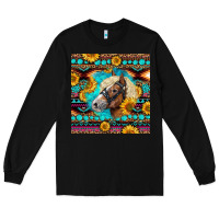 Black Haflinger Horse Aztec Long Sleeve Tee - LillyAllenDesigns