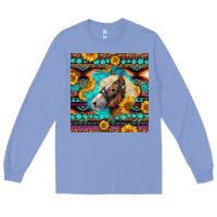 Colony Blue Haflinger Horse Aztec Long Sleeve Tee - LillyAllenDesigns