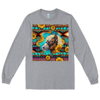 Heather Grey Haflinger Horse Aztec Long Sleeve Tee - LillyAllenDesigns