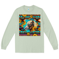 Matcha Haflinger Horse Aztec Long Sleeve Tee - LillyAllenDesigns