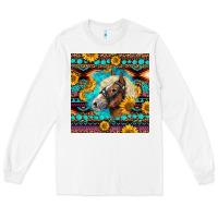 White Haflinger Horse Aztec Long Sleeve Tee - LillyAllenDesigns