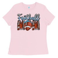Bubblegum Pink Football Mom Ladies Tee - CowhideDigitalArt