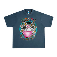 Midnight Navy Happy Easter Urban Heavy Tee - CowhideDigitalArt