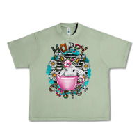 Oil Green Happy Easter Urban Heavy Tee - CowhideDigitalArt