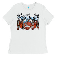 White Football Mom Ladies Tee - CowhideDigitalArt