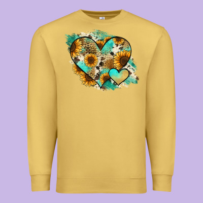 Leopard Sunflower Cowhide Glitter Heart Premium Sweatshirt Designed By Jasminsmagicworld