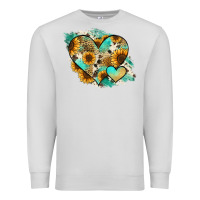 Dove Grey Leopard Sunflower Cowhide Glitter Heart Premium Sweatshirt - Jasminsmagicworld