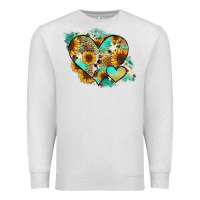 Oatmeal Heather Leopard Sunflower Cowhide Glitter Heart Premium Sweatshirt - Jasminsmagicworld