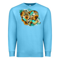 Ocean Blue Leopard Sunflower Cowhide Glitter Heart Premium Sweatshirt - Jasminsmagicworld
