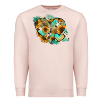 Pale Pink Leopard Sunflower Cowhide Glitter Heart Premium Sweatshirt - Jasminsmagicworld