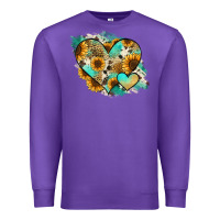 Purple Leopard Sunflower Cowhide Glitter Heart Premium Sweatshirt - Jasminsmagicworld