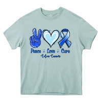 Arona Peace Love Cure Colon Cancer Heavy Core Tee - Jasminsmagicworld