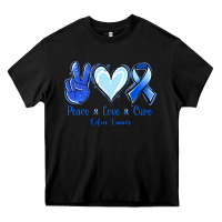 Black Peace Love Cure Colon Cancer Heavy Core Tee - Jasminsmagicworld