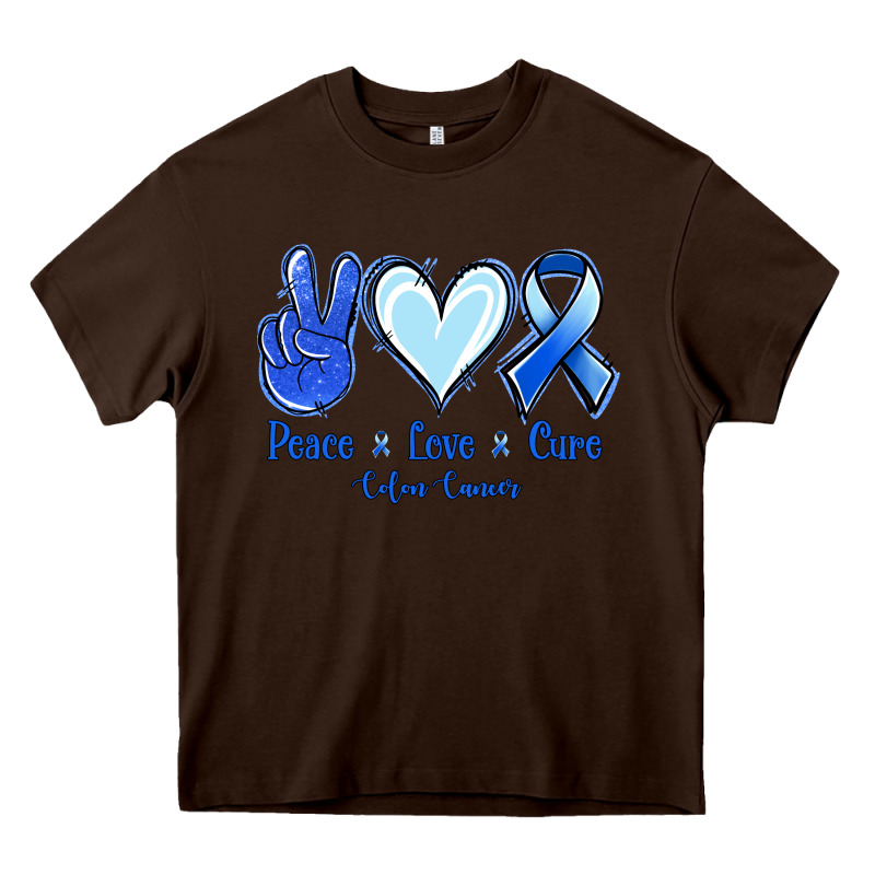 Peace Love Cure Colon Cancer Heavy Core Tee by Jasminsmagicworld | Teevron