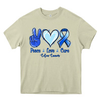 Mossy Peace Love Cure Colon Cancer Heavy Core Tee - Jasminsmagicworld