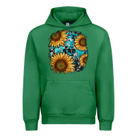 Emerald sunflower cowhide and turquoise patches Urban Hoodie - RanaPortraitStore