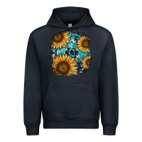 Navy sunflower cowhide and turquoise patches Urban Hoodie - RanaPortraitStore