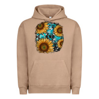 Pigment Burro sunflower cowhide and turquoise patches Urban Hoodie - RanaPortraitStore