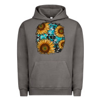 Pigment Tornado sunflower cowhide and turquoise patches Urban Hoodie - RanaPortraitStore