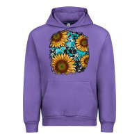 Tulip sunflower cowhide and turquoise patches Urban Hoodie - RanaPortraitStore