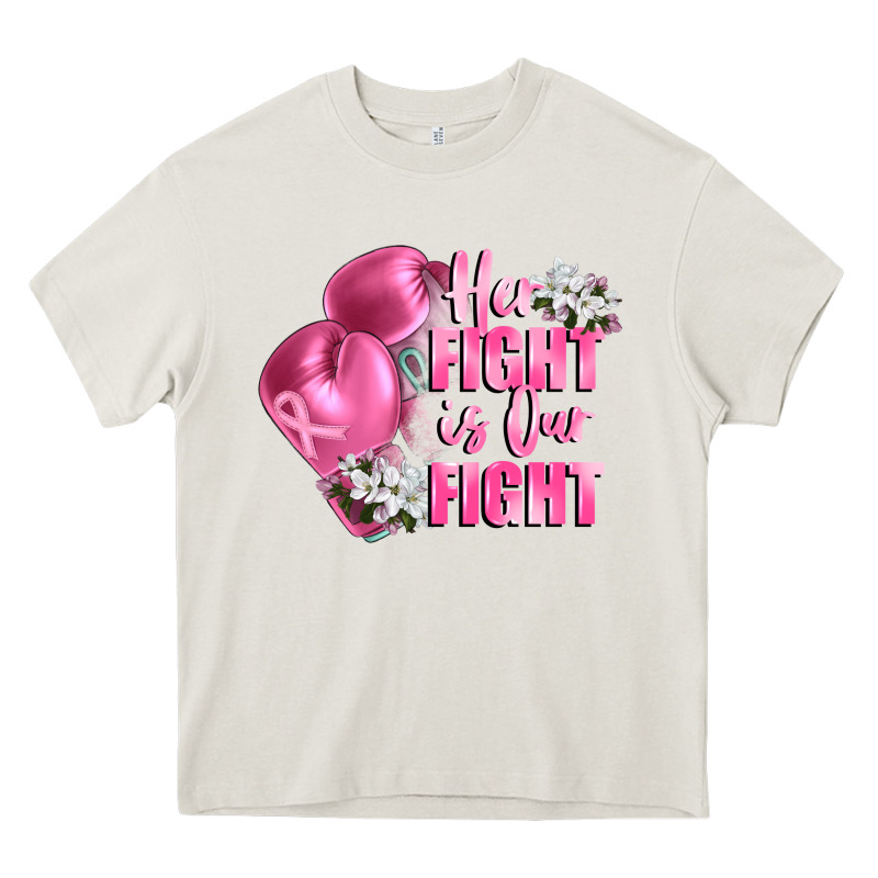 Her Fight Is Our Fight Breast Cancer Awareness Heavy Core Tee by FaDigitalArtStudio | Teevron