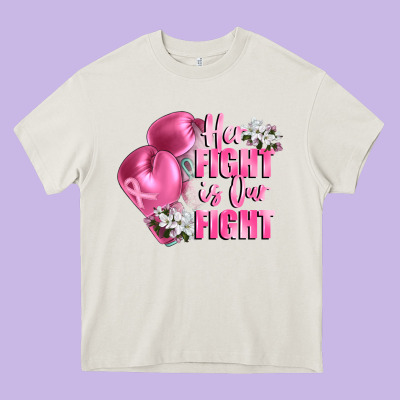 Her Fight Is Our Fight Breast Cancer Awareness Heavy Core Tee Designed By Fadigitalartstudio