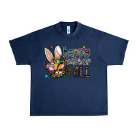 Navy Happy Easter Y'all Urban Heavy Tee - CowhideDigitalArt
