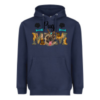 Navy western pug mom Heavyweight Hoodie - RanaPortraitStore