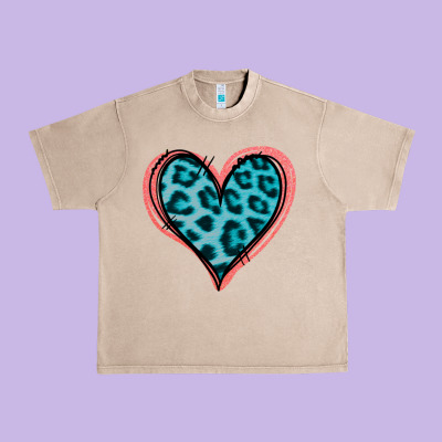 Blue Leopard Heart Urban Heavy Tee Designed By Jasminsmagicworld
