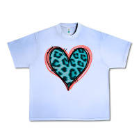 Grape Ice Blue Leopard Heart Urban Heavy Tee - Jasminsmagicworld