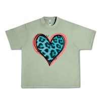 Oil Green Blue Leopard Heart Urban Heavy Tee - Jasminsmagicworld