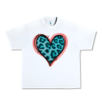 White Blue Leopard Heart Urban Heavy Tee - Jasminsmagicworld