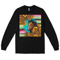 Black quarter horse aztec pattern Long Sleeve Tee - LillyAllenDesigns