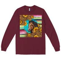Burgundy quarter horse aztec pattern Long Sleeve Tee - LillyAllenDesigns