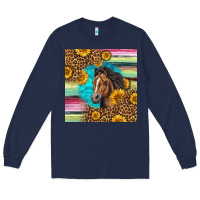 Navy quarter horse aztec pattern Long Sleeve Tee - LillyAllenDesigns