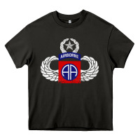 Asphalt 82nd Airborne Div Parachutist Wings and Patch - Distressed Heavy Core Tee - baoMotion