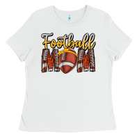 White Football Mom Ladies Tee - CowhideDigitalArt