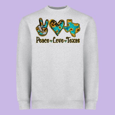 Peace Love Texas Heavyweight Sweatshirt Designed By Jasminsmagicworld