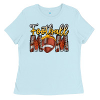 Baby Blue Football Mom Ladies Tee - CowhideDigitalArt