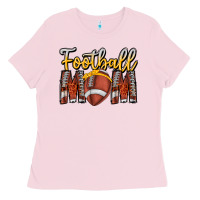 Bubblegum Pink Football Mom Ladies Tee - CowhideDigitalArt