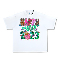 White Happy Easter Urban Heavy Tee - CowhideDigitalArt