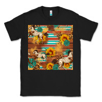Black Western Horse Sunflowers Gemstone Seamless Pattern Classic Tee - FaDigitalArtStudio
