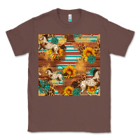 Chestnut Western Horse Sunflowers Gemstone Seamless Pattern Classic Tee - FaDigitalArtStudio
