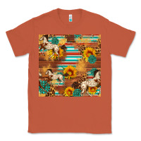 Copper Western Horse Sunflowers Gemstone Seamless Pattern Classic Tee - FaDigitalArtStudio