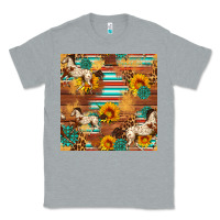 Heather Grey Western Horse Sunflowers Gemstone Seamless Pattern Classic Tee - FaDigitalArtStudio